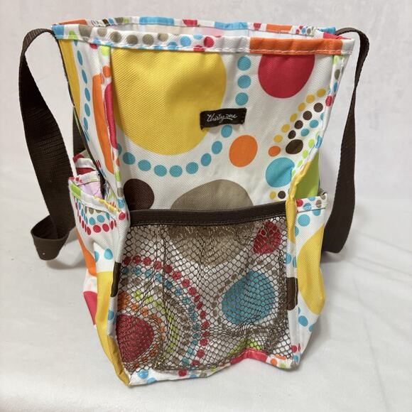 Thirty One Organizing Utility Tote 15 x 10 x 6 Pockets Colorful Circles Dots - Picture 3 of 5